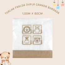 Toalha de Bebê 1,00m x 70cm Tecido Fralda Já Bordado Dupla Camada Lumana 100% Algodão Cor:Bege