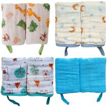 Toalha de Boca para Bebê com Prendedor de Chupeta 100 Algodão Duplo