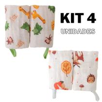 Toalha de Boca para Bebê com Prendedor de Chupeta 100 Algodão Duplo