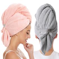 Toalha de cabelo BYCOO Microfiber Anti Frizz Fast Dry para mulheres, pacote com 2