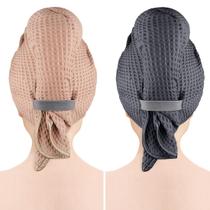 Toalha de cabelo de microfibra GLIMGLINT para mulheres, pacote com 2 unidades, cinza/marrom Toalha de cabelo de microfibra GLIMGLINT para mulheres, pacote com 2 unidades, cinza/marrom