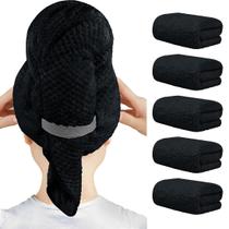 Toalha de cabelo de microfibra HOMEXCEL preta 40x20cm, pacote com 5