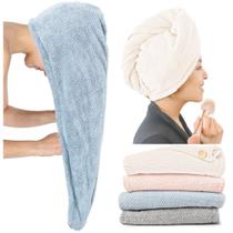 Toalha de cabelo de microfibra ROLSHOL Extra Large, pacote com 4 unidades para mulheres