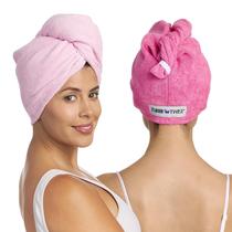 Toalha de cabelo de microfibra Turbie Twist, pacote com 2 unidades, rosa escuro e rosa claro