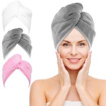 Toalha de cabelo NEXCOVER Microfiber, pacote com 3 unidades, ultra absorvente Toalha de cabelo NEXCOVER Microfiber, pacote com 3 unidades, ultra absorvente
