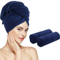 Toalha de cabelo SUNLAND Microfiber Anti Frizz Absorvente Azul Marinho Toalha de cabelo SUNLAND Microfiber Anti Frizz Absorvente Azul Marinho
