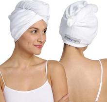 Toalha de cabelo Turbie Twist Extra Long Microfiber, pacote com 2 unidades, branca