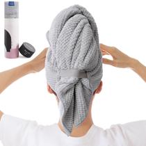 Toalha de cabelo Wrap BYCOO Large Microfiber para mulheres cinza