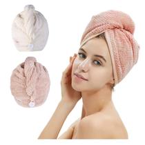 Toalha de cabelo Wrap M-bestl Microfiber 25x65cm, pacote com 2 unidades (rosa e bege)