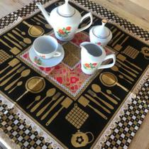 Toalha de Chá Linhão 70 Cm x 70 Cm Estampa Variadas Kit C/8