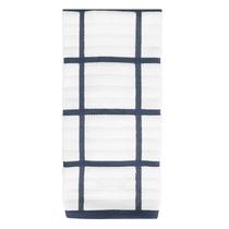 Toalha de cozinha totalmente revestida xadrez 100% algodão índigo, pacote com 1 pacote