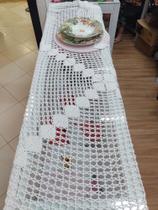 Toalha de crochê retangular filé