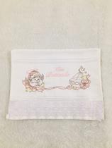 Toalha de lavabo Bordada em Rosa Meu Batizado - DaniBordados