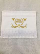 Toalha de lavabo Branca Bordada Meu Batizado - DaniBordados