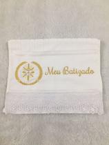 Toalha de lavabo Branca Bordada Meu Batizado - DaniBordados