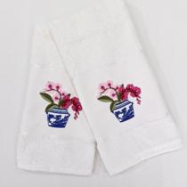 Toalha de Lavabo Vaso Orquídeas