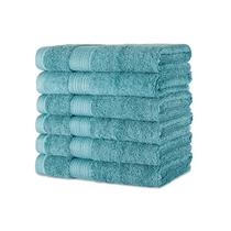 Toalha de mão Amazon Basics, algodão orgânico resistente ao desbotamento, pacote com 6