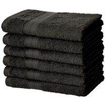 Toalha de mão Amazon Basics resistente ao desbotamento 100% algodão preto Toalha de mão Amazon Basics resistente ao desbotamento 100% algodão preto