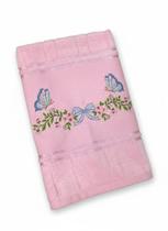 Toalha de mão bordada Ramo Flores e Borboletas 30x45cm - Toalha de mão bordada Ramo Flores e Borboletas 30x45cm -