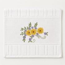 Toalha de Mão Lavabo Bordada Floral Girassol Toalha de Mão Lavabo Bordada Floral Girassol