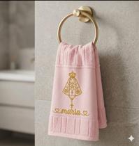 Toalha de Mão Lavabo Bordada Nossa Senhora Aparecida contorno Toalha de Mão Lavabo Bordada Nossa Senhora Aparecida contorno