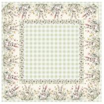 Toalha de mesa 0,74x0,74cm pascoa xadrez menta