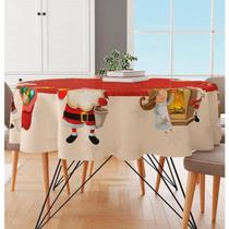 Toalha de Mesa 1.45m Redonda Natal Papai Noel Para 4 Lugares Toalha de Mesa 1.45m Redonda Natal Papai Noel Para 4 Lugares