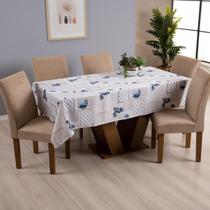 Toalha De Mesa 1 Peça Pratik 4 Lugares Floral Azul