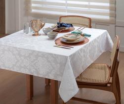 Toalha De Mesa 2,20 Metros Jacquard Branca 6 Lugares