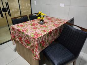 Toalha de Mesa 4 Cadeiras Cozinha Sala de Jantar Área Gourmet 1,40m x 1,40m Malha Gel Estampada