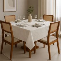 Toalha De Mesa 4 Lugares Luxo Tecido Jacquard Pérola 1,40x1,40 Bz