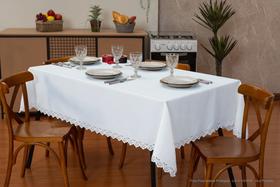 Toalha de mesa 4 lugares Natal Reveillon Branco - 1,50mt x 1,50mt - Tecido Oxford