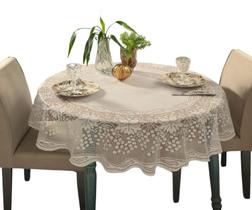 Toalha De Mesa 4 Lugares Redonda Renda 1,60ø m