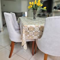 Toalha de Mesa 4,00x1,40 Plástica Transparente com Estampa Impermeável Protetora PVC
