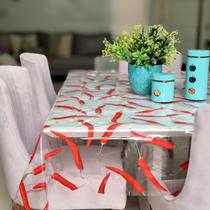 Toalha de Mesa 4,00x1,40 Plástica Transparente com Estampa Impermeável Protetora PVC