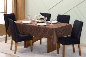 Toalha de Mesa 6 Cadeiras Cozinha Sala de Jantar Área Gourmet Jacquard Luxo 2,20m x 1,35m Lisa