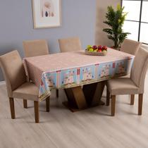 Toalha De Mesa 6 Lugares 2,00x1,45 1 Peça Oxford Estampado