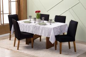 Toalha de Mesa 6 Lugares 2,20 x 1,35 Jacquard Luxo Cozinha Copa Sala de Jantar Branco