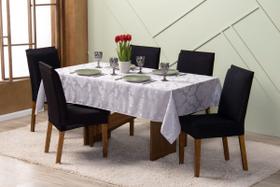 Toalha de Mesa 6 Lugares 2,20 x 1,35 Jacquard Luxo Cozinha Copa Sala de Jantar Cinza