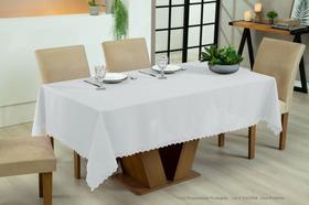 Toalha de Mesa 6 lugares Branca Natal Reveillon - Retangular - 2,20mt x 1,50mt - Tecido Oxford - E&C