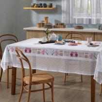 Toalha de Mesa 6 Lugares Retangular Renda Estampada Cozinheira 220x150cm