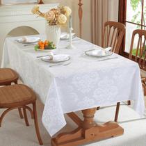 Toalha de Mesa 6 Lugares Tecido Jacquard Retangular Moderna BRANCO Toalha de Mesa 6 Lugares Tecido Jacquard Retangular Moderna BRANCO