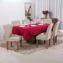 Toalha De Mesa 6L Retangular Para Natal Jacquard Vermelho Toalha De Mesa 6L Retangular Para Natal Jacquard Vermelho