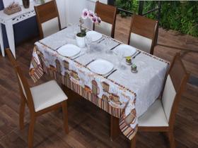 Toalha de Mesa 8 Cadeiras 2,50 x 1,40 Mesa Posta Cozinha Sala de Jantar Oxford Estampada