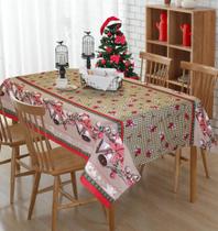 Toalha de Mesa 8 Cadeiras Natalina Linhão 2,50 x 1,45m Estampa Natalina Enfeites Decortativas