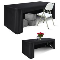 Toalha de mesa ABCCANOPY retangular de 6 pés de poliéster preto x2