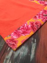 Toalha de Mesa Algodão Laranja Borda Amarelo 1,50 x 2,20 MT