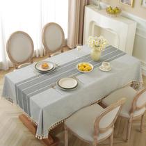 Toalha de mesa Alsoo impermeável de algodão de linho 140x230 cm 6-8 assentos Toalha de mesa Alsoo impermeável de algodão de linho 140x230 cm 6-8 assentos