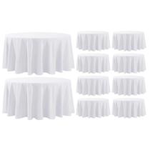 Toalha de mesa Aocoz redonda 335 cm de poliéster branco, pacote com 10