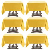 Toalha de mesa Aocoz Square 132x132cm de poliéster amarelo, pacote com 6 Toalha de mesa Aocoz Square 132x132cm de poliéster amarelo, pacote com 6